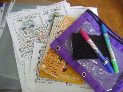 Kid's travel binder supplies
