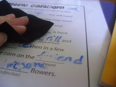 Use a small piece of felt for an eraser with your kid's travel binder.