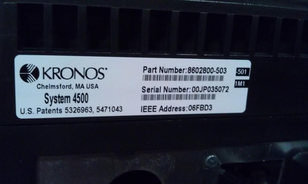 KRONOS TIME CLOCK 4500 DIGITAL BADGE SWIPE BIOMETRIC FINGER SCAN