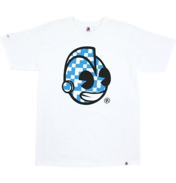 Gingham Robot Head T-Shirt White For Men