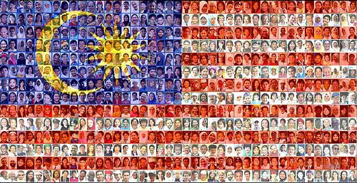 Kami Anak Malaysia'........574 Faces from all over Malaysia in this montage picture done on the Jalur Gemilang flag is designed by Art Chen for the Star's 48th Merdeka Day Supplement cover