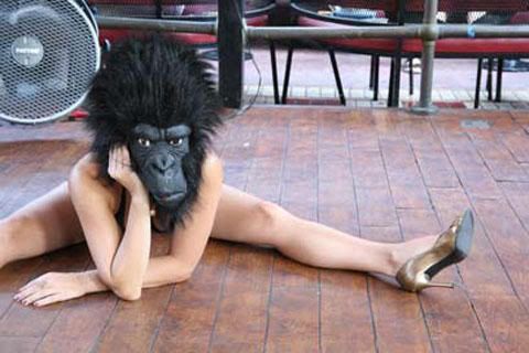 ape and girl photo: chango ape-escape-bikini-clad-gorilla-girl.jpg