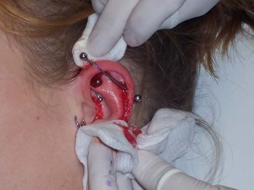 industrial ear piercing. Industrial ear piercing