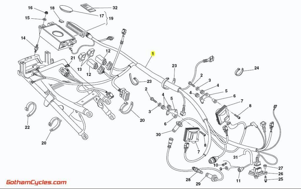 Ducati Rear ECU Wiring Harness Biposto: 748-996 SUPERBIKE 748 748S 916