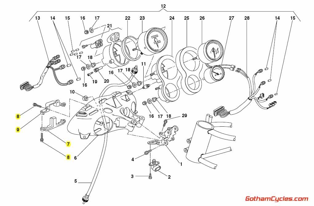 Ducati Front Wiring Harness Headlight Bucket Bracket: 748-998 SUPERBIKE