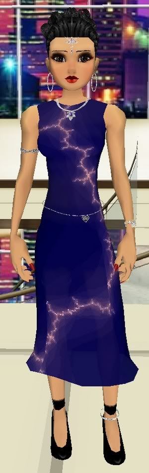 Blue Lightning Calf-Length Dress