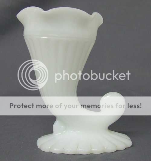 Vintage Jeannette White Milk Glass Cornucopia Vase  