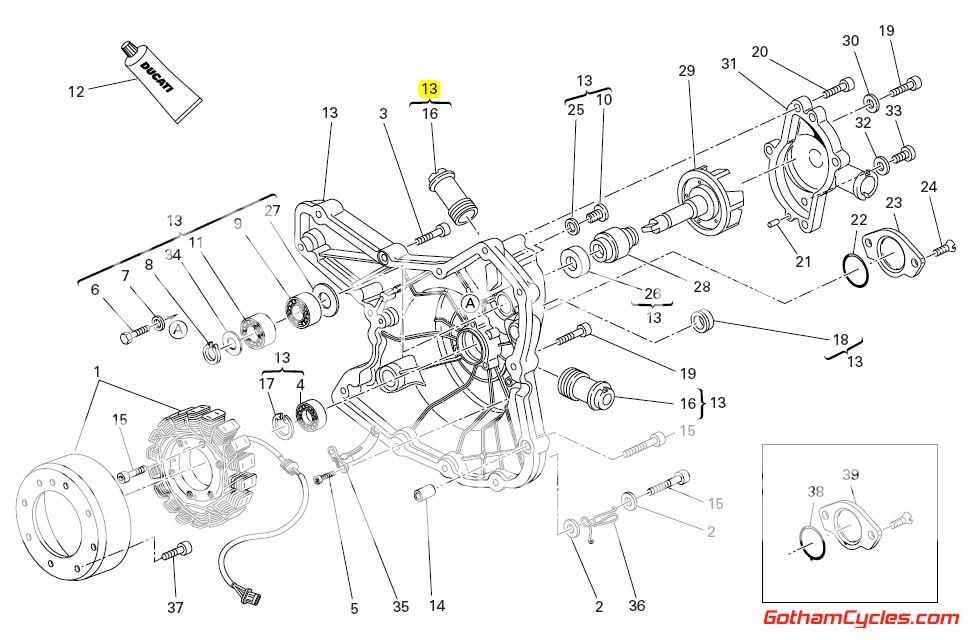 Ducati Left Side Engine Alternator/Stator Cover: 1198, SF ... kawasaki 750ss wiring diagram 