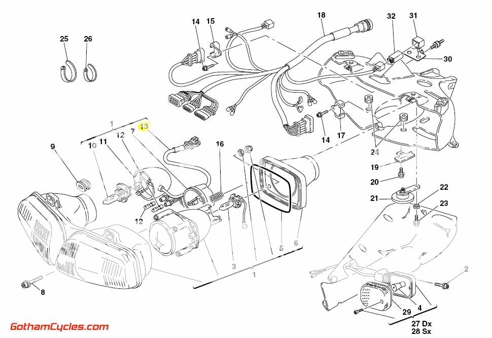 Ducati Headlight Wiring Harness: 748-998 SUPERBIKE 748 ... ducati sport classic wiring diagram 