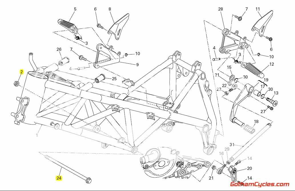 Ducati Frame Engine Mount Bolts: 848/1098 SUPERBIKE 848 ... ducati sport classic wiring diagram 
