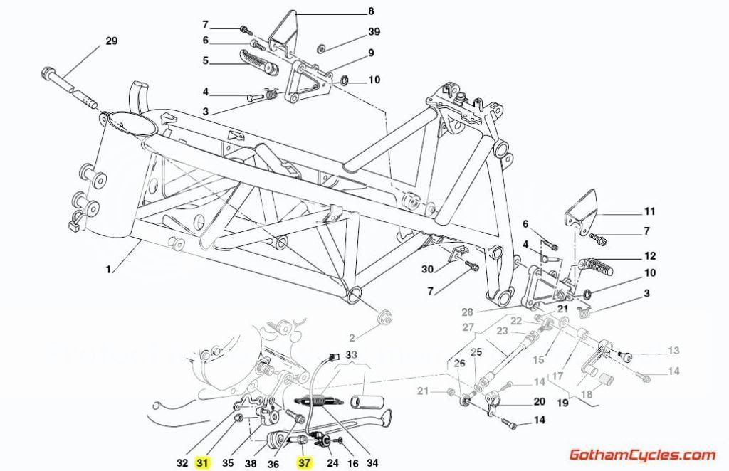 Ducati Kickstand Side Stand Bolt Late Style: 748-998, 1098 ... ducati sport classic wiring diagram 